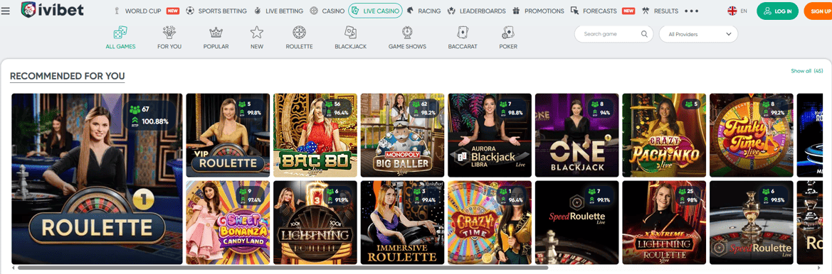 Igrajte uživo u Ivibet Casinu